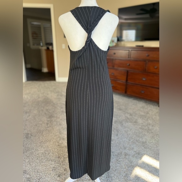 BANANA republic twist racer back dress, side slit, black pin stripe, small - Picture 9 of 11
